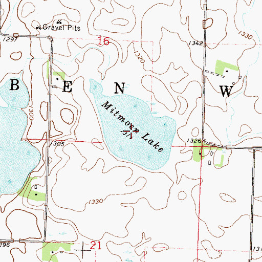 Topographic Map of Mitmoen Lake, MN