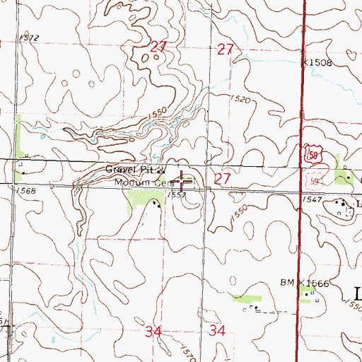 Topographic Map of Modum Cemetery, MN