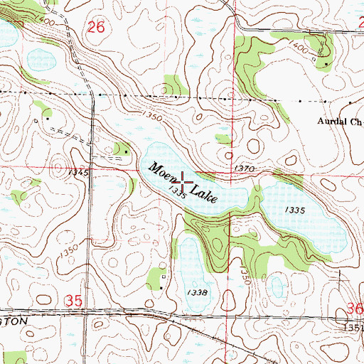 Topographic Map of Moen Lake, MN