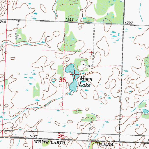 Topographic Map of Moen Lake, MN