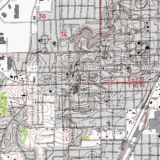 Topographic Map of First Presbyterian Church, AR