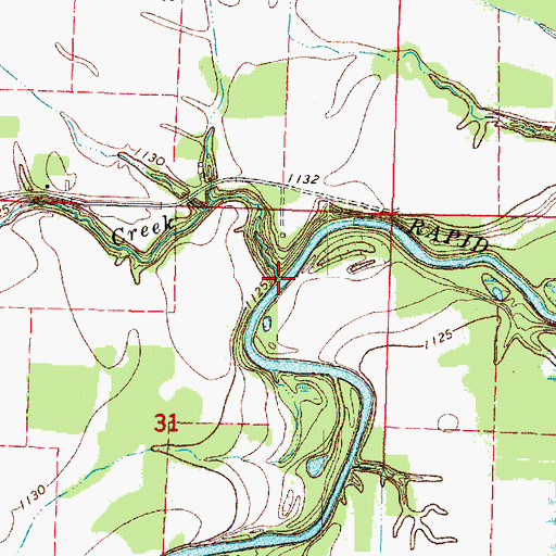 Topographic Map of Monroe Creek, MN