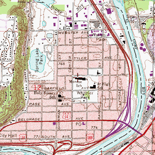 Topographic Map of Monroe School, MN