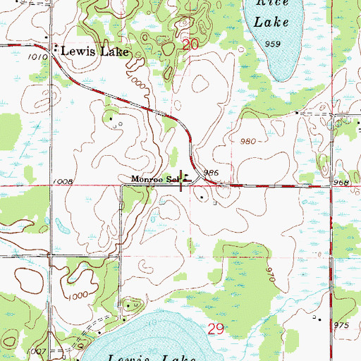 Topographic Map of Monroe School, MN