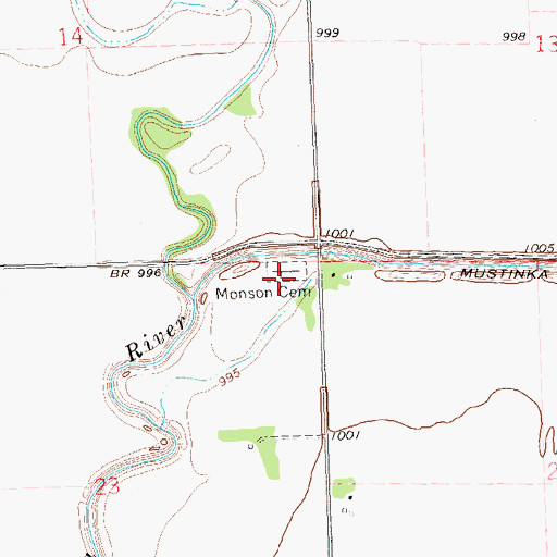 Topographic Map of Monson Cemetery, MN