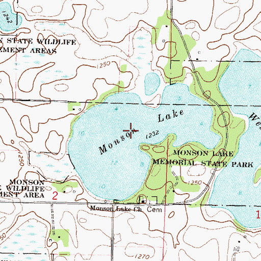 Topographic Map of Monson Lake, MN