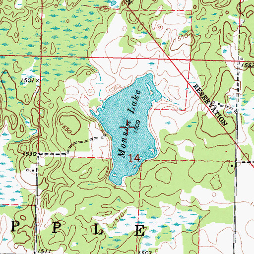 Topographic Map of Monson Lake, MN