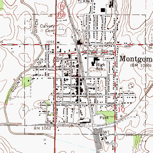 Topographic Map of Montgomery, MN