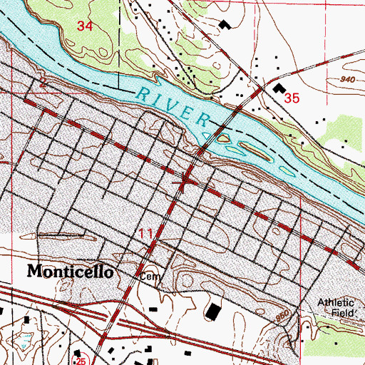 Topographic Map of Monticello, MN