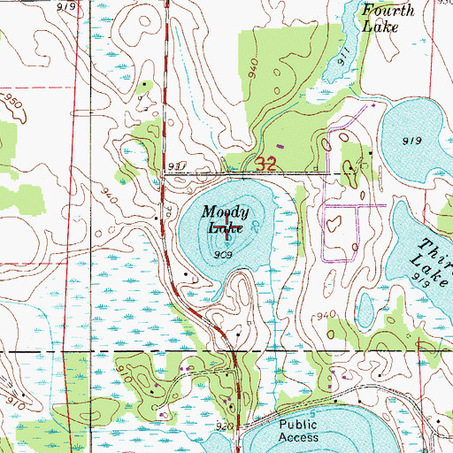 Topographic Map of Moody Lake, MN