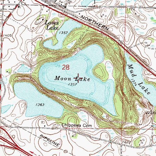 Topographic Map of Moon Lake, MN