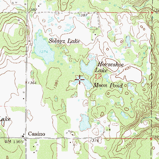 Topographic Map of Moon Pond, MN