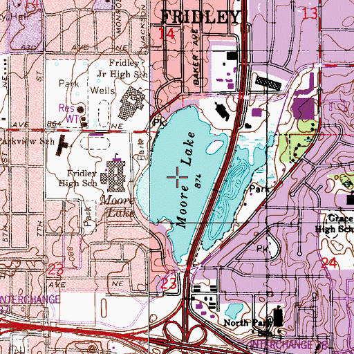 Topographic Map of Moore Lake, MN