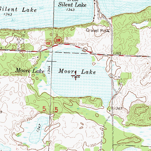 Topographic Map of Moore Lake, MN