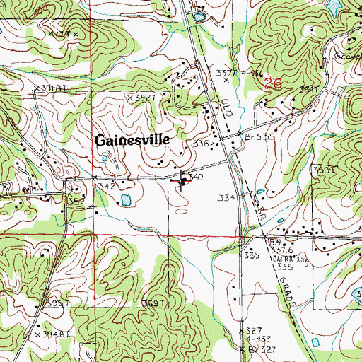 Topographic Map of Gainesville United Methodist Church, AR