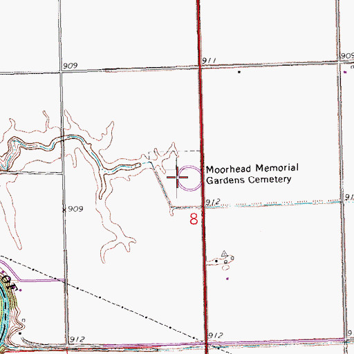 Topographic Map of Moorhead Memorial Gardens Cemetery, MN