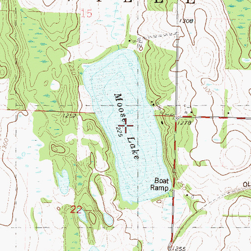 Topographic Map of Moose Lake, MN