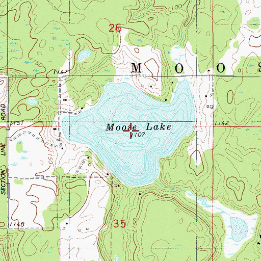 Topographic Map of Moose Lake, MN