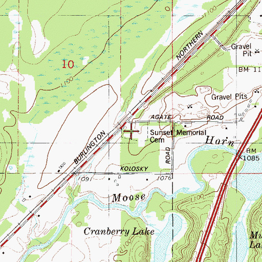 Topographic Map of Sunset Memorial Cemetery, MN