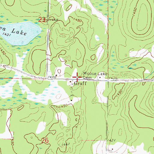 Topographic Map of Moose Lake Cemetery, MN