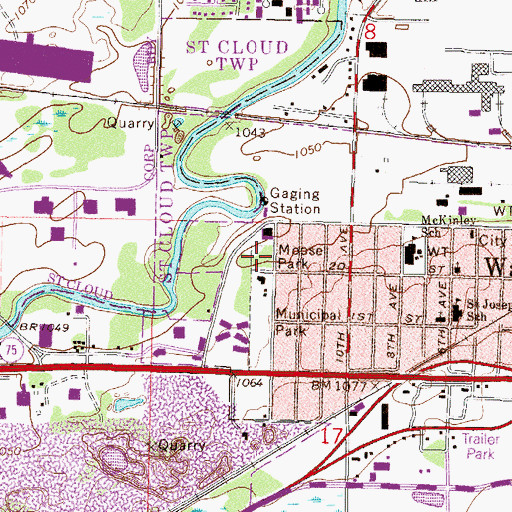 Topographic Map of Moose Park, MN