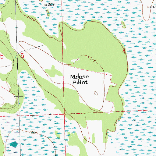 Topographic Map of Moose Point, MN