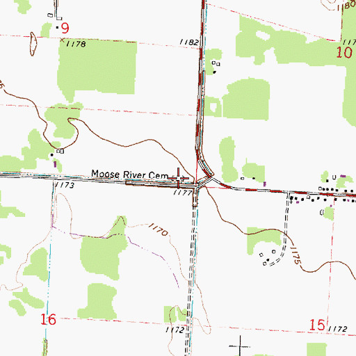 Topographic Map of Moose River Cemetery, MN