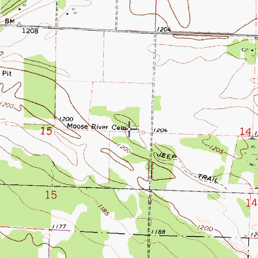 Topographic Map of Moose River Township Cemetery, MN