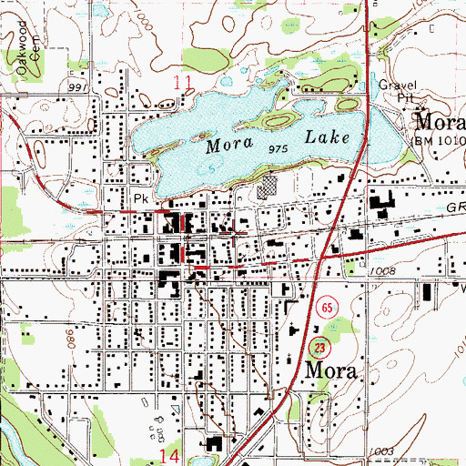 Topographic Map of Mora, MN