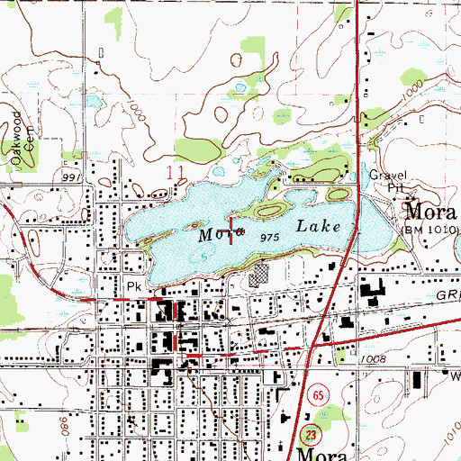Topographic Map of Mora Lake, MN
