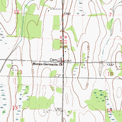Topographic Map of Moran-Germania Church, MN
