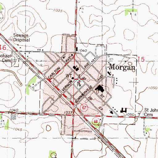 Topographic Map of Morgan, MN