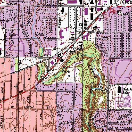 Topographic Map of Moir Park, MN