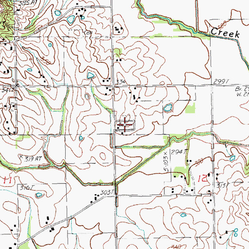 Topographic Map of Harveys Chapel Cemetery, AR