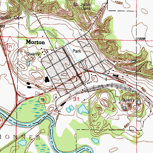 Topographic Map of Morton, MN