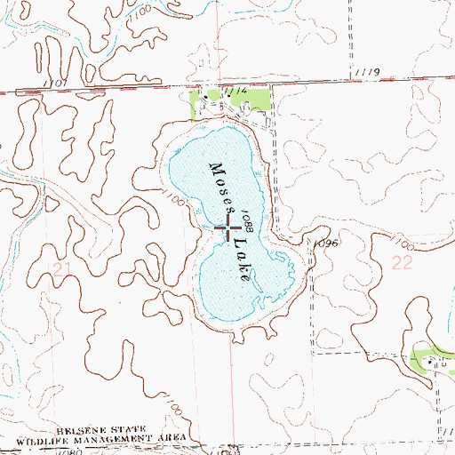 Topographic Map of Moses Lake, MN