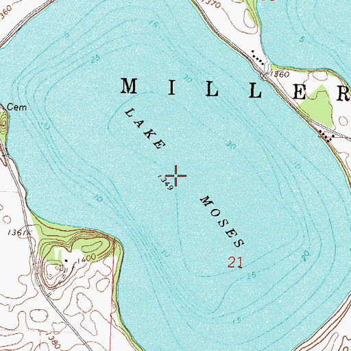 Topographic Map of Lake Moses, MN