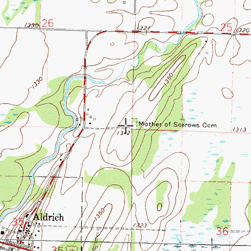 Topographic Map of Mother of Sorrows Cemetery, MN