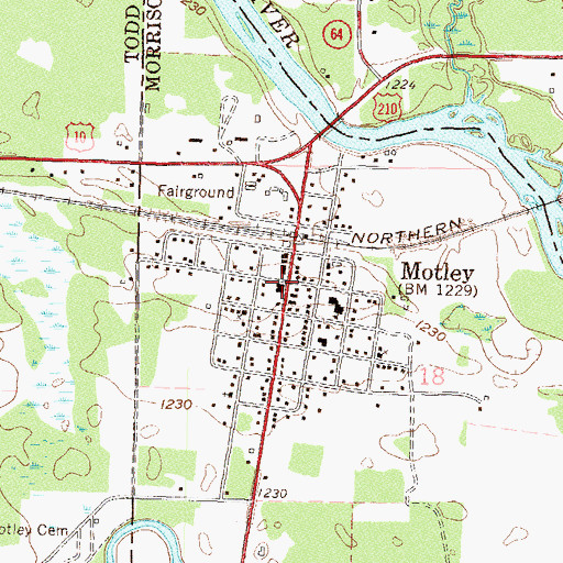 Topographic Map of Motley, MN
