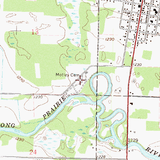 Topographic Map of Motley Cemetery, MN