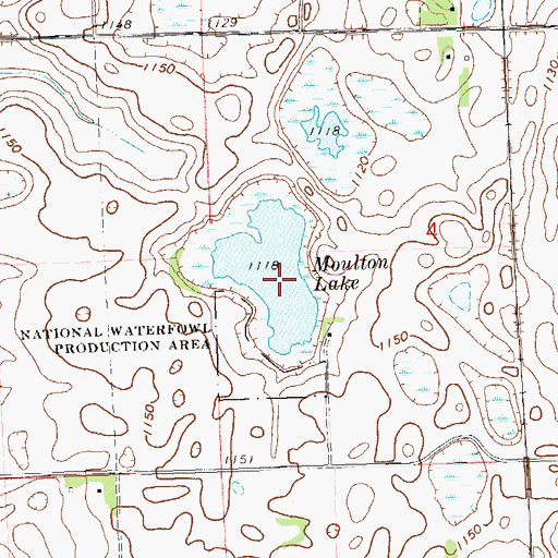 Topographic Map of Moulton Lake, MN