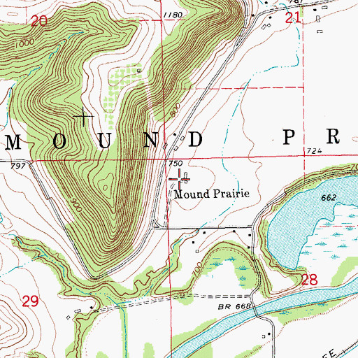 Topographic Map of Mound Prairie, MN