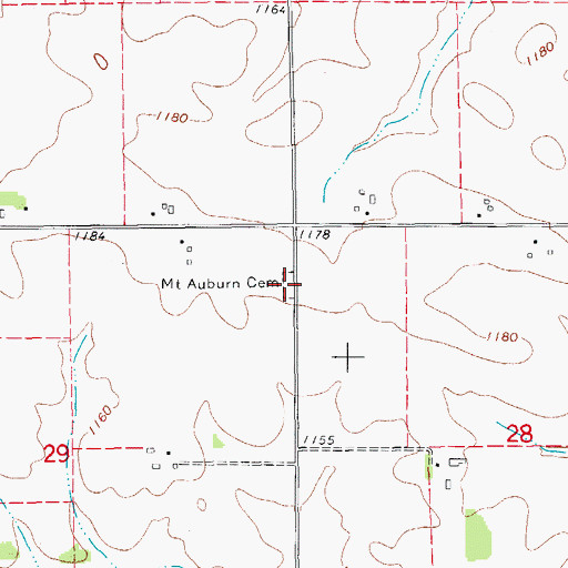 Topographic Map of Mount Auburn Cemetery, MN