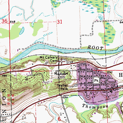 Topographic Map of Mount Calvary Cemetery, MN