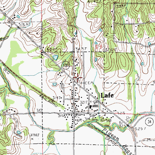 Topographic Map of Lafe Baptist Church, AR