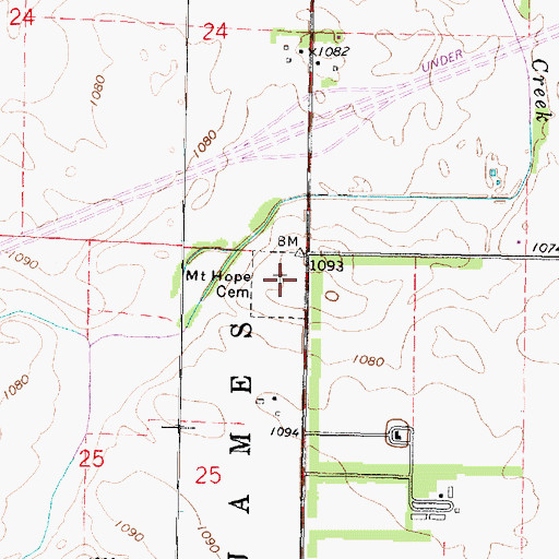 Topographic Map of Mount Hope Cemetery, MN