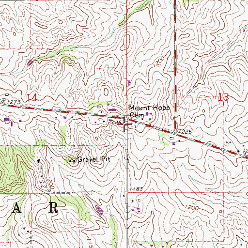 Topographic Map of Mount Hope Cemetery, MN