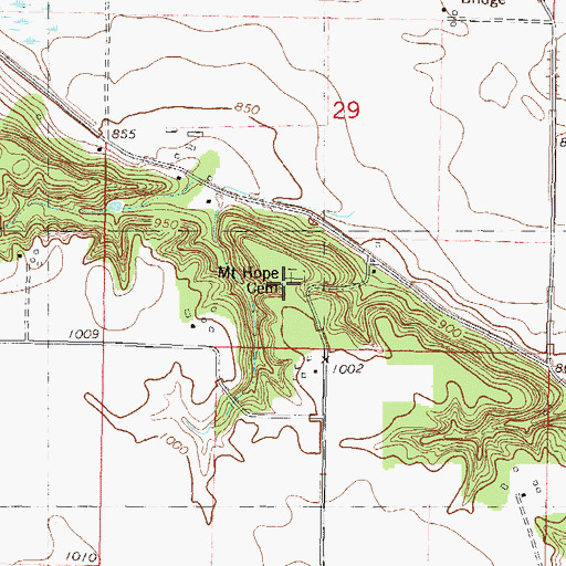 Topographic Map of Mount Hope Cemetery, MN