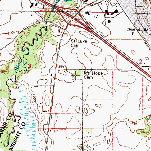 Topographic Map of Mount Hope Cemetery, MN