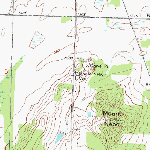 Topographic Map of Mount Nebo Cemetery, MN